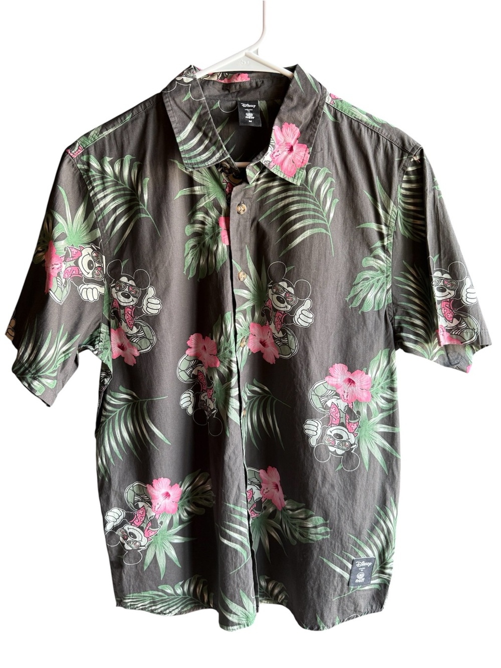 NWT Disney Neff Men’s Short Sleeve Mickey Mouse Tropical Button Down Size M